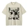 Camiseta de algodón con estampado de dibujos animados en blanco y negro, nueva de verano, con letras, estilo europeo y americano, camiseta de personalidad, manga corta, nueva