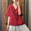 Opções multicoloridas manga raglan japonesa algodão e linho liso gola V manga morcego manga curta top verão novo camiseta versátil
