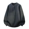 Suéter Retro Cuello Henry para Hombre Casual Interior Camiseta de Punto Base Suéter con Botones Otoño e Invierno Nuevo Suéter