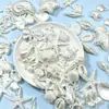 Colgante de concha de color perla artificial acrílica con agujeros, cuentas perforadas de color concha de estrella de mar y caracola para accesorios de joyería DIY