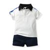 Conjunto de Duas Peças de Verão Novo para Meninos Europeu e Americano Terno de Verão para Meninos Camiseta Polo com Costura de Algodão Camiseta Grande para Crianças