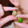 Pendientes de Aleación de Cobre Estilo Chino Borgoña Pendientes de Cesta Doble Cara Lujo Accesible Gota de Agua Roja Versátiles Modernos y Exquisitos para Mujer