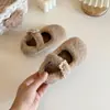 Zapatos de Algodón para Niños 2026 Invierno Nuevo Estilo Zapatos para Niñas Niños Grandes Felpa Adentro Cálidos Zapatos Tipo Frijol Estilo Coreano Zapatos de Piel para Bebé