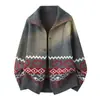 Suéter de punto de alta calidad estilo ins, ligeramente holgado, color liso para hombre, otoño e invierno, estilo casual con cuello de camisa, moderno, cálido y de corte holgado