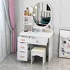 Tocador minimalista moderno para dormitorio, tocador pequeño con espejo para apartamentos de alquiler, escritorio de maquillaje de princesa