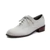Zapatos Planos Retro Estilo Británico para Mujer Ante Punta Redonda Tacón Grueso Tacón Bajo Cordones Delanteros Brogue Casual Zapatos Planos de Boca Baja para Mujer