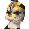 Camisa casual de manga larga estampada para hombre, camisa para hombre transfronteriza, nueva camisa casual de manga larga con estampado y cuello camisero