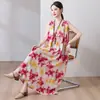 Novo Vestido de Algodão e Seda para Mulheres 2026, Moda de Verão de Alto Padrão, Corte Solto, Sem Mangas, Longo, em Algodão Artificial