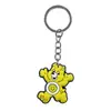 Colgante de llave de oso arcoíris al por mayor del fabricante hecho de material de goma suave de PVC, llavero grabado DIY accesorio pequeño de alta gama