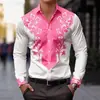 Camisa Retrô Masculina de Manga Longa Estilo Western Europeu e Americano Transfronteiriça Moda Casual com Estampa 3D Top Cardigan de Botão Único
