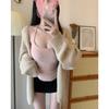 Camisola pequeña ajustada con cuello cuadrado para mujer, sujetador interior de una pieza con cinturón base, sin mangas y almohadilla para el pecho, para otoño e invierno