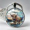 Serie de Llaveros con Diseño Creativo de Venta Caliente Transfronteriza Vaca con Relieve Rosa de las Tierras Altas Colgante para Bolso de Aleación de Gema del Tiempo