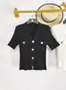 Cardigã de Malha com Decote V Estilo Chanel Feminino Estilo Ocidental Fivela de Metal Cintura Alta Camisa Base Novo Elegante Slim-fit Casaco Top