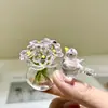Zibo Cristal Mini Flor Punta del Dedo Pájaro Ramo Adorno de Cristal Regalo Nicho Flor Eterna Decoración de Escritorio Cristal