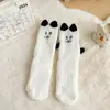 Calcetines de coral cálidos para mujer, calcetines de media pantorrilla, no sueltan pelusa, gato de dibujos animados, 3D, engrosados, calcetines para dormir, calcetines de invierno para el suelo