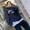 Sudadera Pulóver con Capucha con Estampado de Letras Retro Coreano para Mujer en Otoño Nuevo Diseño Holgada Casual Versátil Top