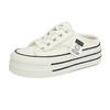 Tênis de Lona de Solado Grosso para Mulheres 25 Verão Novo Sapatos Brancos Sapatos de Plataforma Respirável Bico-a-Bico Exterior Sapatos Casuais