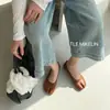 Zapatos de tacón bajo plateados estilo retro francés para mujer, Zapatos Mary Jane de punta dividida con suela blanda para primavera y otoño, Zapatos planos elegantes para la noche
