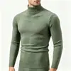 Suéter de Cuello Alto para Hombre 2026 Otoño Invierno Color Sólido Corte Ajustado Talla Grande Manga Larga Jersey de Punto Casual Cálido Capa Base