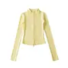Fabricante mayorista de ropa para mujer transfronteriza 2026 cárdigan térmico de ajuste slim con cuello alto y cremallera y conjunto de pantalones de microcampana hasta el suelo