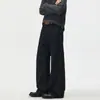 Jeans de mezclilla originales de pierna recta bordados con notas musicales para hombre, pierna ancha holgada, estilo de moda urbana de alta gama, diseño único, pantalones largos casuales