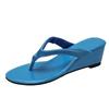 Sandalias de Plataforma con Tacón Alto de Cuña para Mujer Zapatos de Exterior 2025 Verano Estampado de Leopardo Sandalias de Clip para Dedo Sandalias Rojas