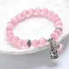 Pulseira Versátil de Cristal com Contas Estilo Coreano, Pulseira de Círculo Único com Pedra Olho de Gato e Coroa de Cinábrio, Joias de Moda Feminina Atacado