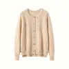 Nueva colección de otoño e invierno: Cárdigan de cachemira para mujer con adornos de pedrería, con cuello redondo, mangas largas y un diseño cálido y en capas
