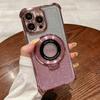 Carcasa para iPhone 16 galvanizada con cuatro esquinas, resistente a caídas, con soporte magnético, compatible con Apple 15, con purpurina degradada, 13