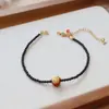 Diseño Francés de Nicho Cristal de Cabello Dorado Ágata Olivina Natural Pulsera Apilable de Cuentas Mezclar y Combinar Simple de Alta Gama