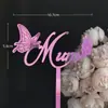 Decoração de Bolo Dia das Mães Estilo Ins Transfronteiriço Flor Decoração de Bolo Dia das Mães Acrílico Plug-in Borboleta Decoração de Bolo