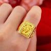 Anillo para Hombre Yue Oro Arena Anillo para Hombre Moda Agresiva Líder Tienda de Oro Anillo de Venta Caliente Latón Puro Chapado en Oro Joyería de Mano