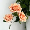 3 rosas artificiales color Moca, pintura al óleo estilo vintage Capuchino, comercio exterior transfronterizo, flores artificiales de colores otoñales