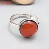 Anel de prata de lei S925 âmbar âmbar sangue moda retrô simples ajustável anel de dedo indicador joias atacado
