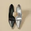 Zapatos de Tacón Alto Plateados para Mujer con Cortes Laterales, Impresionante Estilo Nuevo, Tacones Finos, Elegantes y Cómodos, Perfectos para Vestidos, Gama Alta 2026
