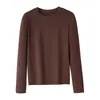 Otoño/Invierno Nuevo Lyocell Cuello Redondo Manga Larga para Mujer Liso Sencillo Cómodo Versátil Casual Estilo Básico Top Capa Base