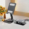 Soporte de Metal Plegable Giratorio para Teléfono, Soporte de Escritorio Portátil para Transmisiones en Vivo, Logo Personalizado Disponible