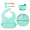 Plato de Cena de Silicona para Niños, Plato de Cena de Silicona para Complemento Alimenticio, Ventosa Reforzada, Plato Dividido de Silicona para Mesa, Plato de Cena para Complemento Alimenticio de Bebé