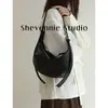 2026 Bolsa Croissant de Couro Genuíno Camada Primeira Preto Versátil Bolsa Meia-Lua Bolsa de Ombro Bolsa Hobo Bolsa Feminina de Alta Qualidade