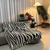 Manta de Sofá de Lujo con Estampado de Zebra, Manta de Medio Terciopelo, Manta para Siesta en la Oficina, Manta de Avión, Manta Decorativa