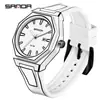 Relógio de Pulso Sanda Quartz 50m à Prova d'Água Calendário Simples Casual Pulseira de Silicone Estilo Desenho Animado Linha Criativa Relógio Digital para Homens