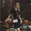 Vestido de estilo europeo y americano con volantes, verano vintage francés europeo y americano transfronterizo 2026 estilo Hepburn ajustado de punto para mujer