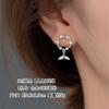 Brincos de Tarraxa Geométricos Florais Super Delicados Estilo Coreano e Japonês Luxo Leve Nicho Exquisitos para Meninas, Brincos Doces e Elegantes para Estudantes