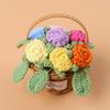 Acabado Transfronteiriço Tecido Fio Xuefei Crocheted Cesta de Flores de Rosa de Múltiplas Cabeças Ornamentos de Rosa Feitos à Mão Presente de Dia dos Namorados Chinês