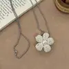 Colar com Anel de Flor de Pérola Falsa de Temperamento Elegante Francês Design de Nicho Fashion Simples Joias de Alto Padrão para Mulheres