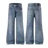 Muxi Ropa Otoño/Invierno Retro Americano Texturizados Lavados Desgastados Acampanados Ajuste Holgado Versátiles Jeans de Calle