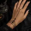 Moda Transfronteriza Europea y Americana Pulsera de Dedos Apilable sin Dedos Cadena de Dedos de Cuentas de Arroz Versátil Simple Anillo Cadena de Espalda de Mano Cadena de Mano