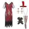 Amazon Transfronterizo Europeo y Americano Gatsby Sexy Vestido de Noche con Borlas 1920 Retro Fiesta Lentejuelas Traje