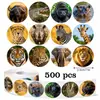 500 pegatinas de graffiti de animales salvajes, 1 pulgada, 12 diseños, dibujos animados de elogio y aliento, para decorar cuadernos y laptops