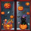 Calcomanías de Calabaza de Halloween Decoración de Arreglo para Fiesta Navideña Calcomanías Electrostáticas de Linterna de Calabaza de Caramelo Gato Negro Fantasma Calcomanías para Ventana